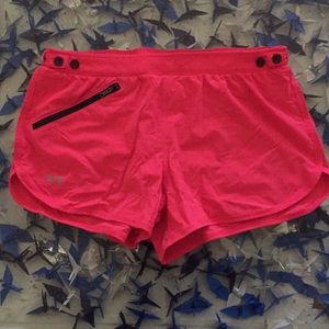 Pink 3” Under Armour shorts with zipper